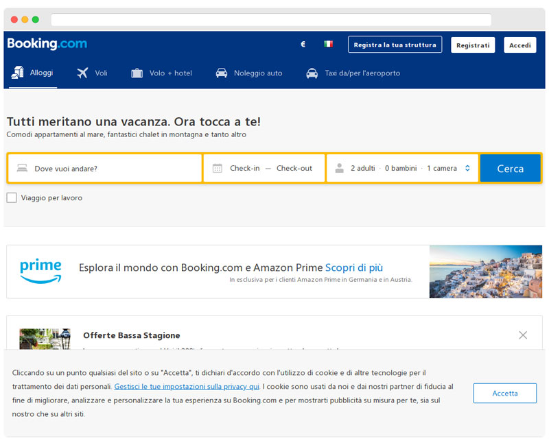 booking.com homepage
